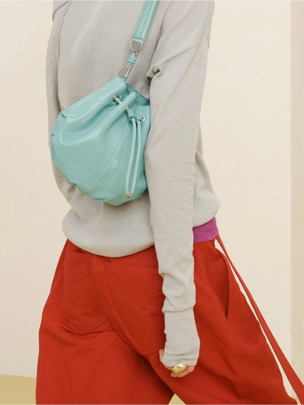 Zara SRPLS Spring Summer BLLN PTN Mid- Rise Pants Red NWT